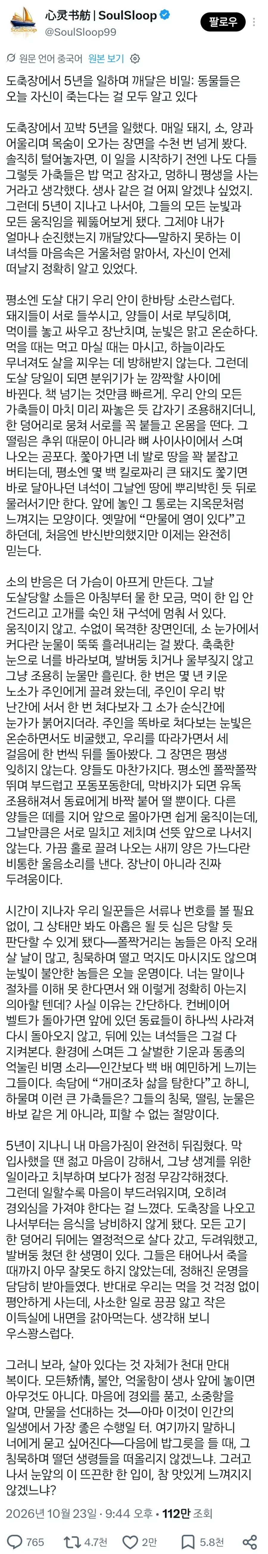 도살장에서 5년을 일한 중국인이 깨달았다는 것_1.webp