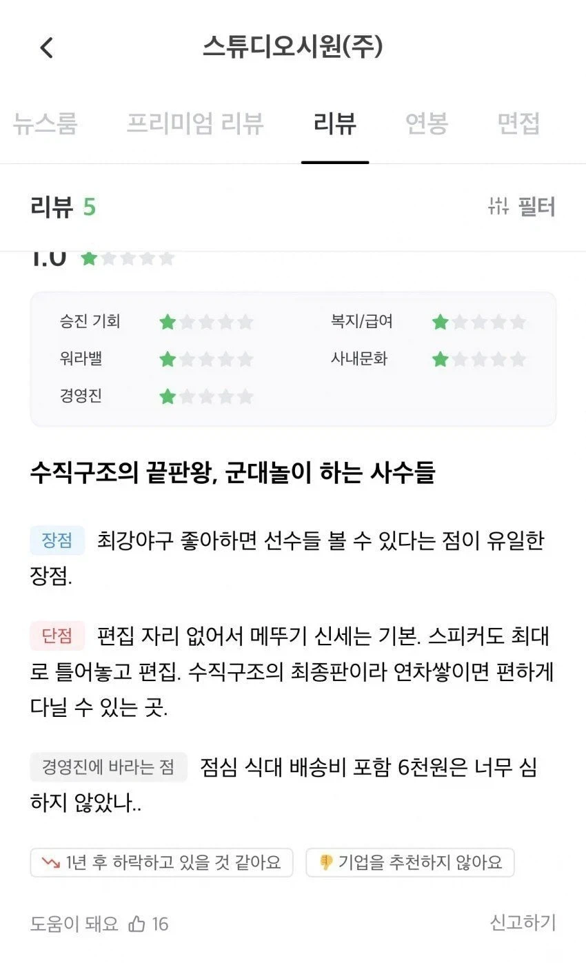 불꽃야구 제작사 스튜디오 C1 퇴사자평_5.webp