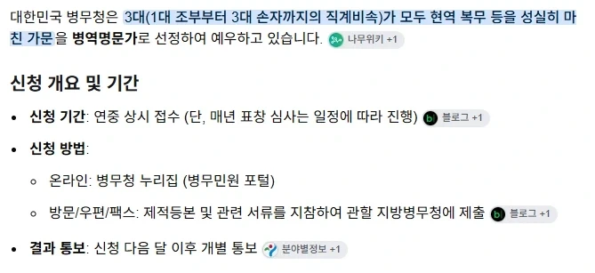 군대 간거 보상 받으셈(병역명문가등록)_1.webp