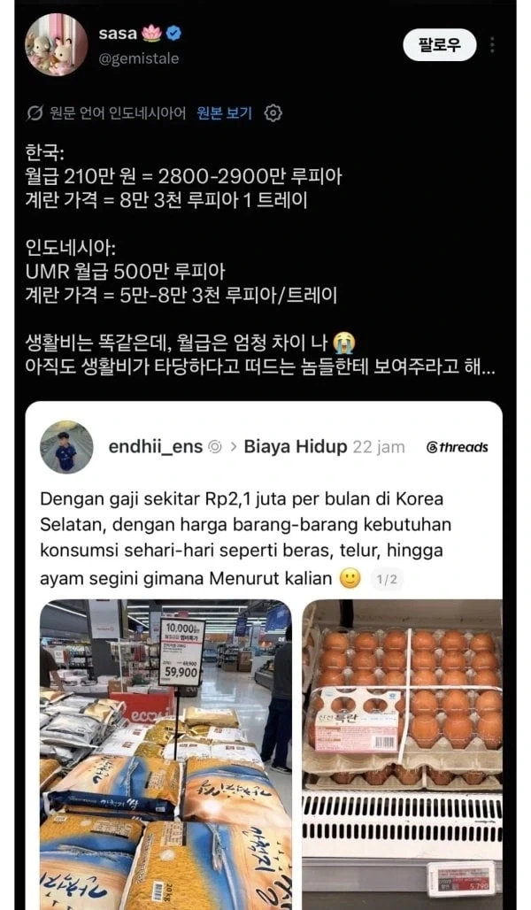 자기나라 물가 빨간약 먹고 현타온 인도네시아인들.jpg_2.webp