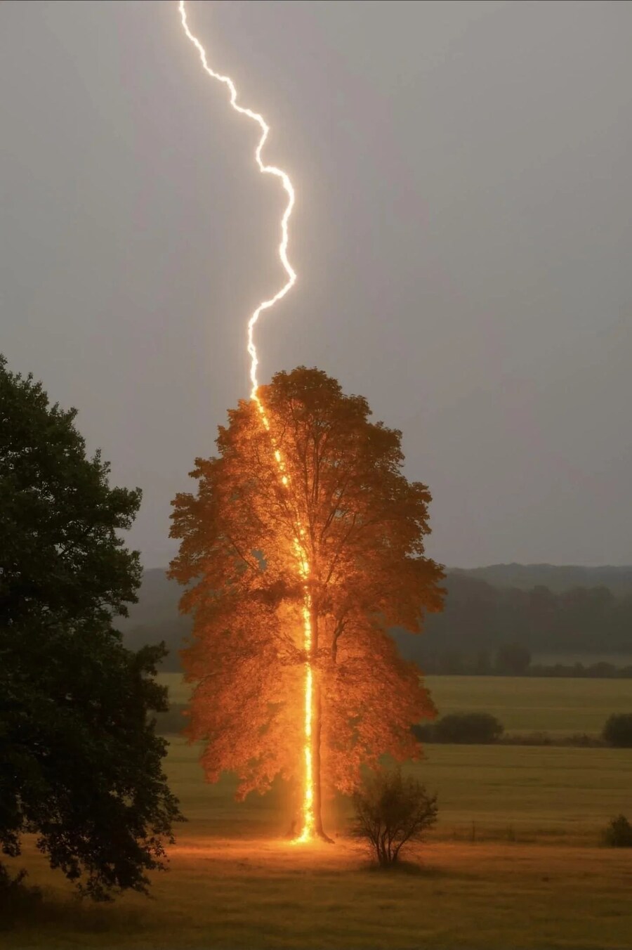 웨스트 버지니아에서 찍힌 낙뢰에 맞은 나무.lightning strike_1.jpg