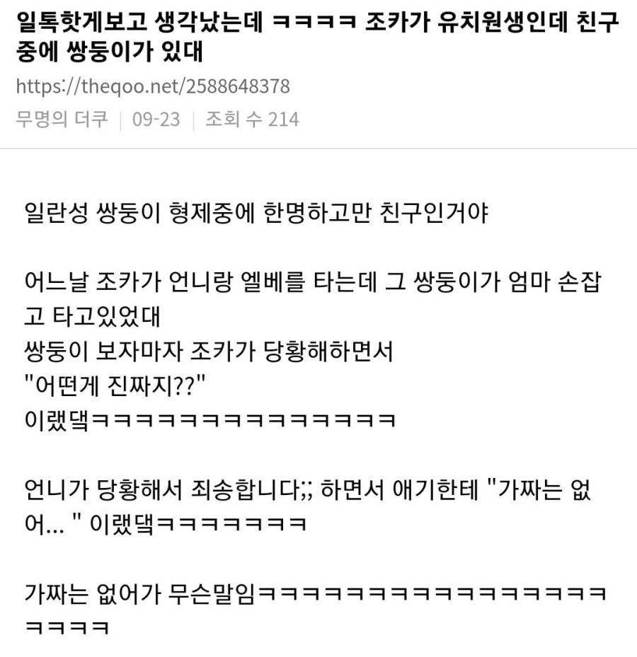 조카가 유치원생인데 친구중에 쌍둥이가 있대_1.jpg