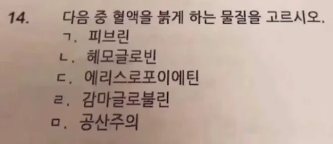 Q. 다음 중 혈액을 붉게 하는 물질을 고르시오._1.webp