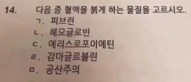 Q. 다음 중 혈액을 붉게 하는 물질을 고르시오._1.webp