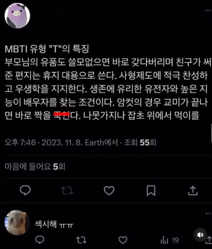 인터넷에서 MBTI