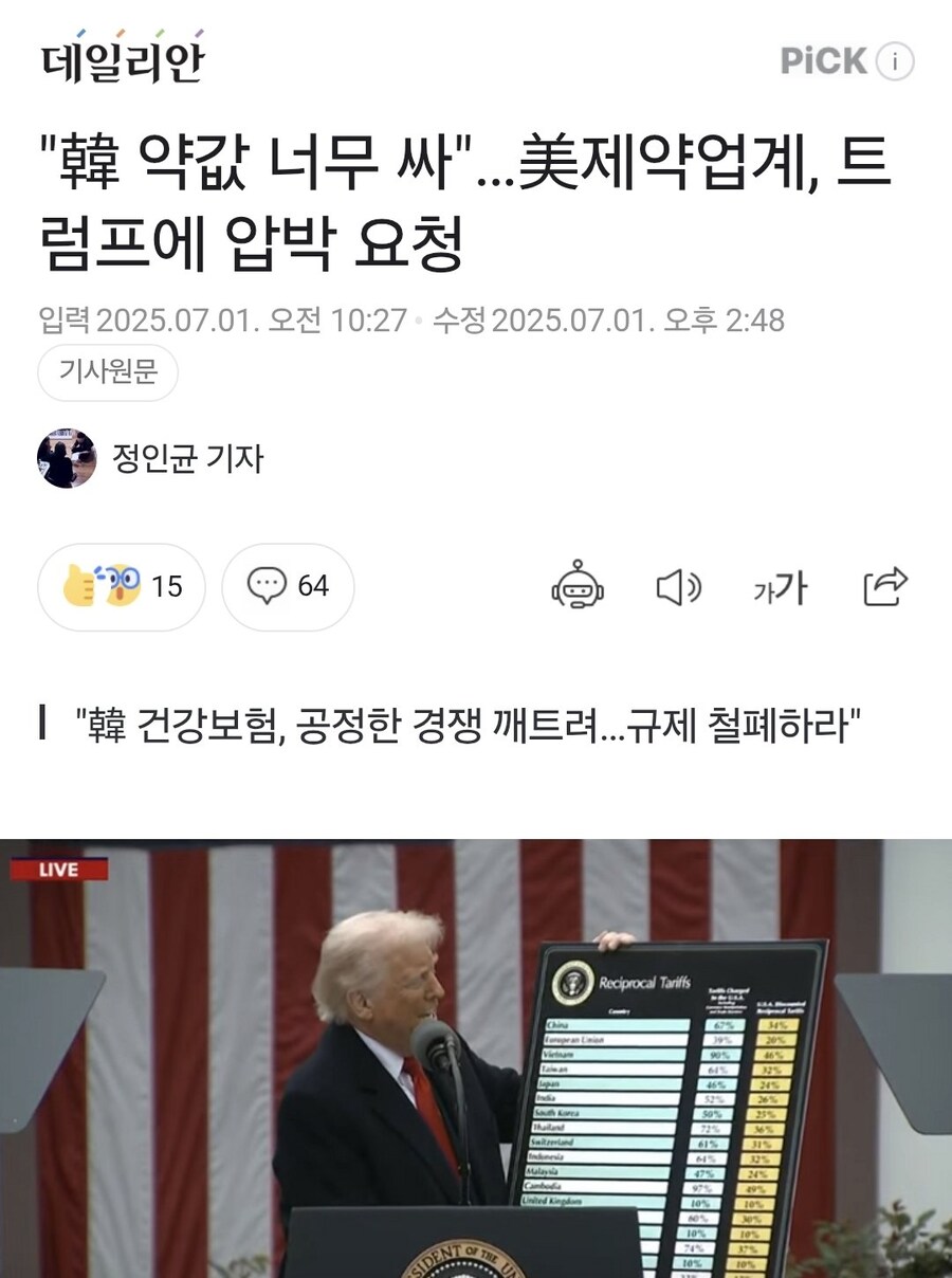 ??? : 한국은 건강보험 때문에 약값이 너무 싸니 철폐해라_1.jpg