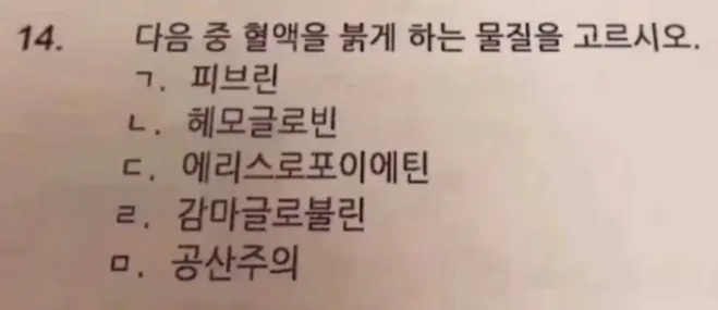 Q. 다음 중 혈액을 붉게 하는 물질을 고르시오._1.webp