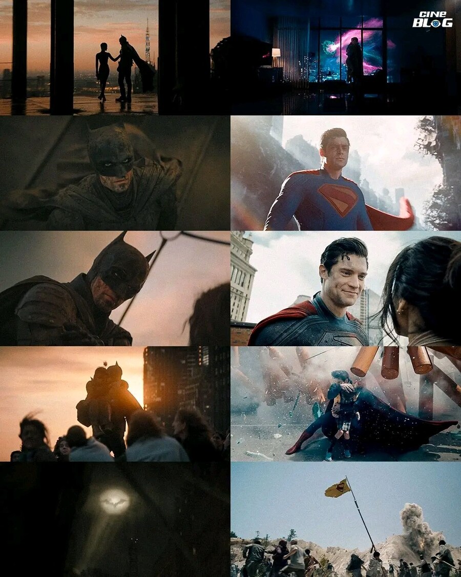 서로 대비되는 더 배트맨과 DCU 슈퍼맨의 비교샷들_1.jpg