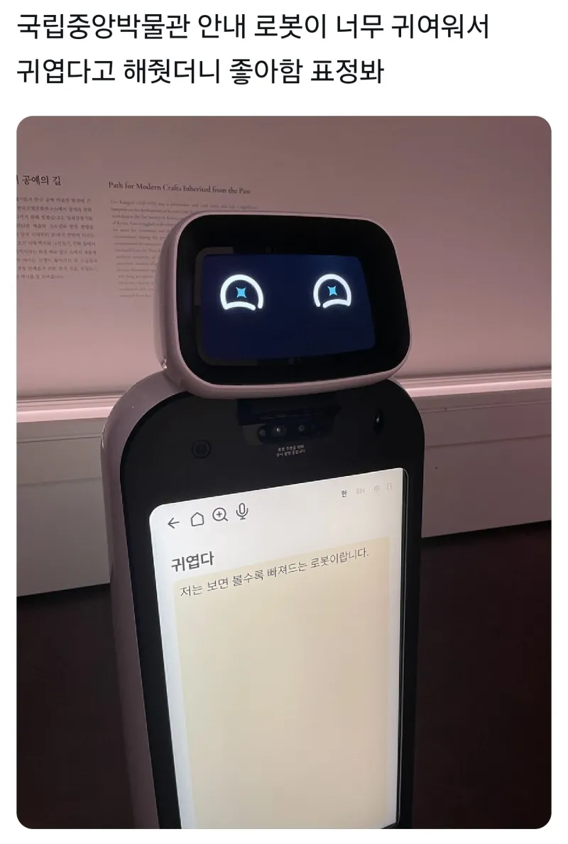 국립중앙박물관 안내 로봇한테 귀엽다고 해줬더니_1.webp