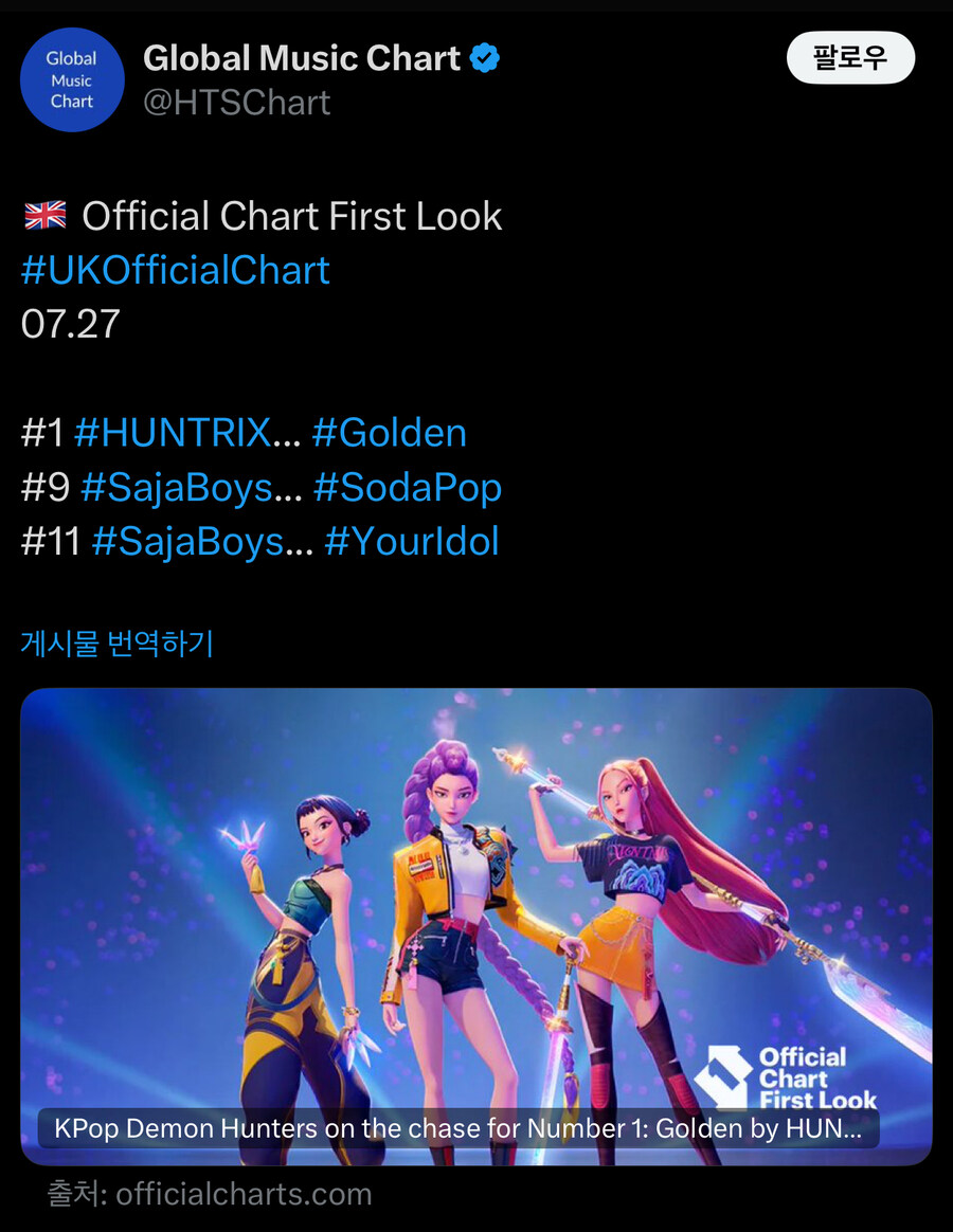 케이팝) 골든 영국차트 1위 확정.jpg_1.jpg