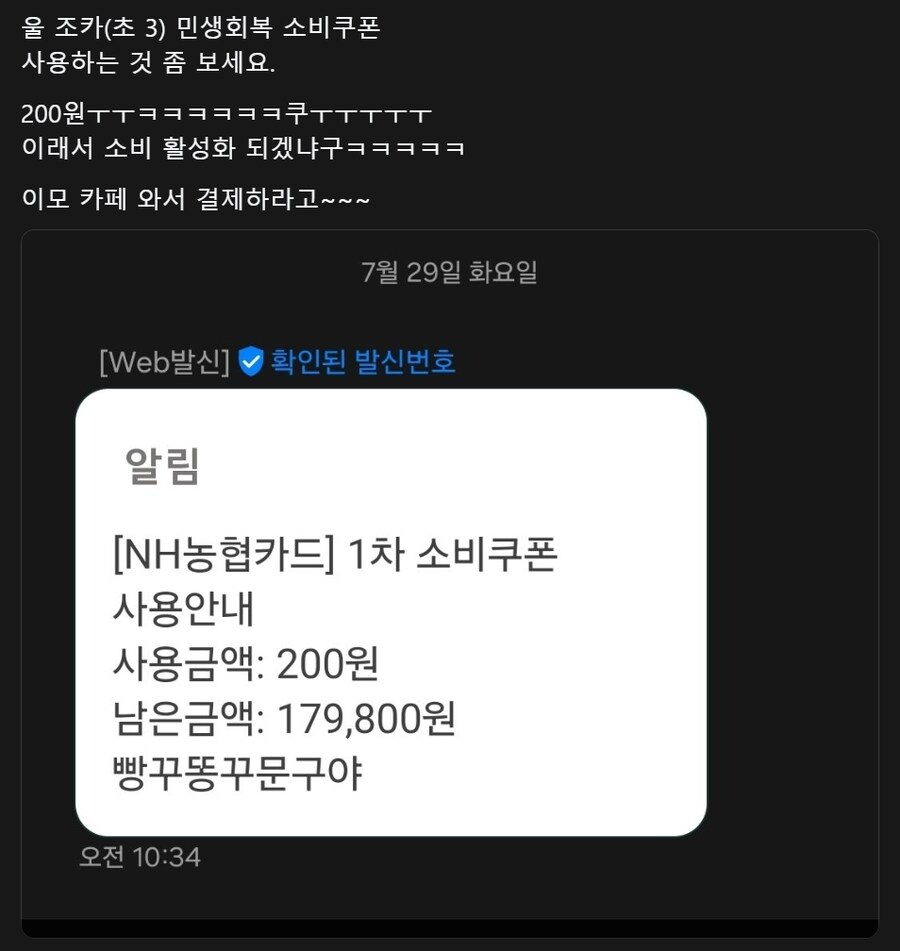 조카의 민생회복 소비쿠폰 사용 내역.jpg_1.png