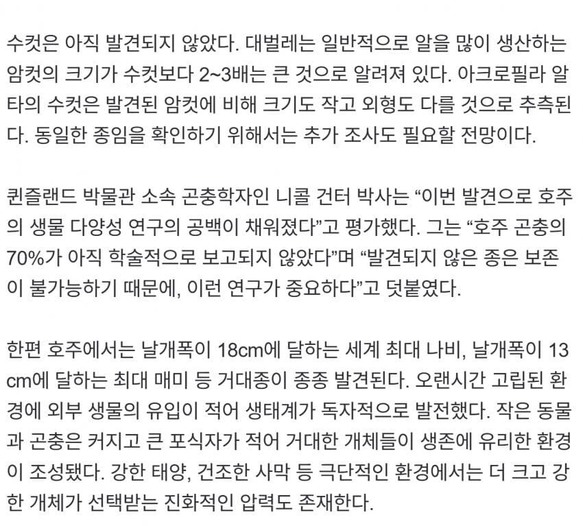신종 벌레 출현에 학계