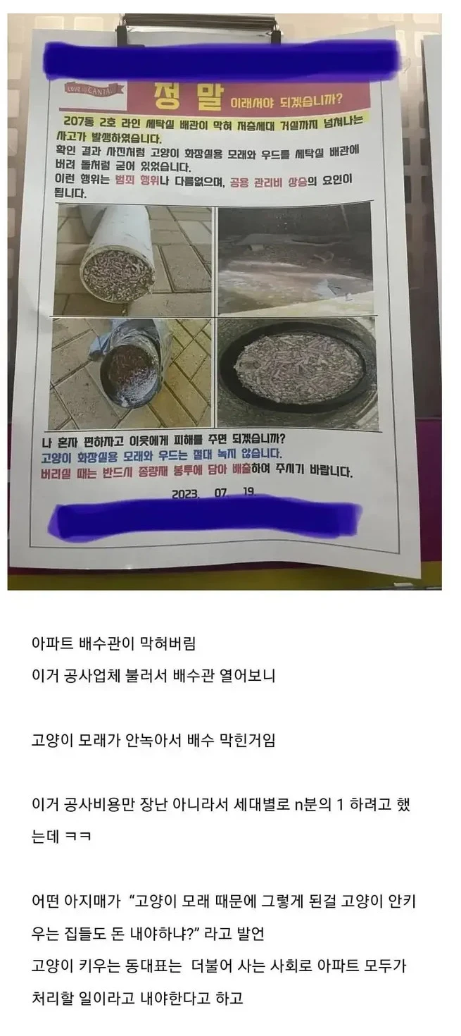 고양이 화장실모래 참사_1.webp