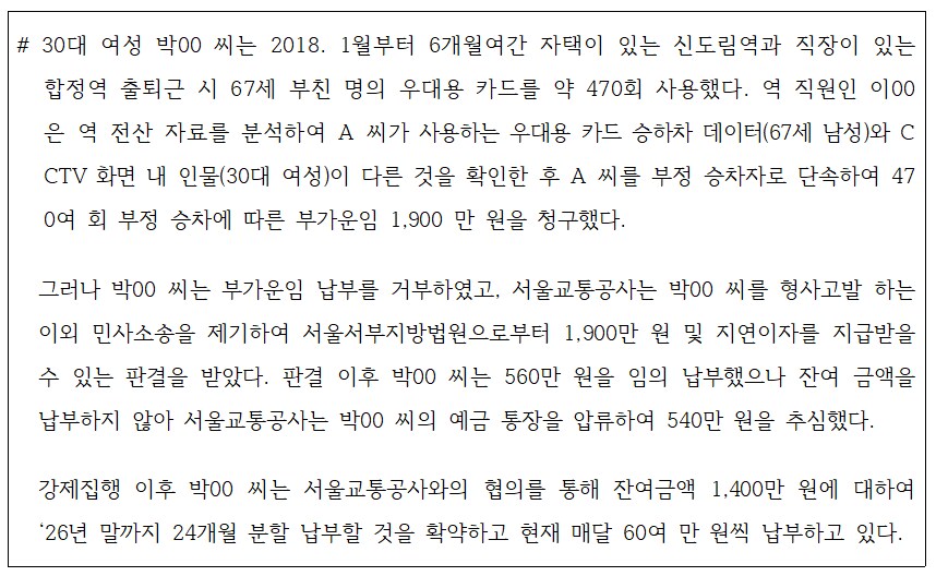 서울교통공사가 승소한 부정승차 역대 최고액_1.png
