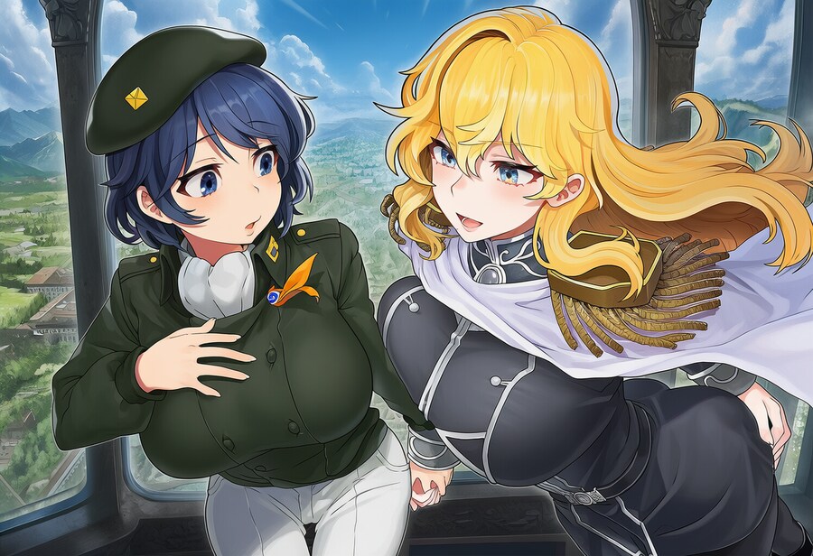 AI) 은하영웅전설의 주인공 라인하르트와 양 웬리가 TS되어 커플인 세상.._1.png