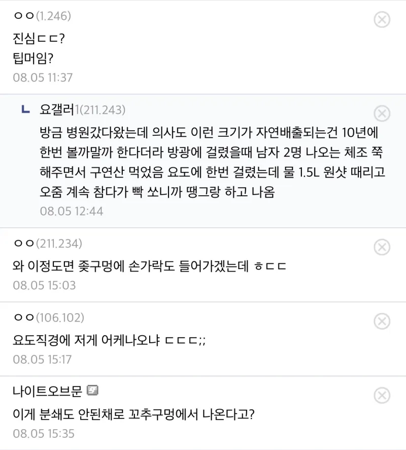 역대급 크기의 결석을 자연배출한 디시인…._3.webp