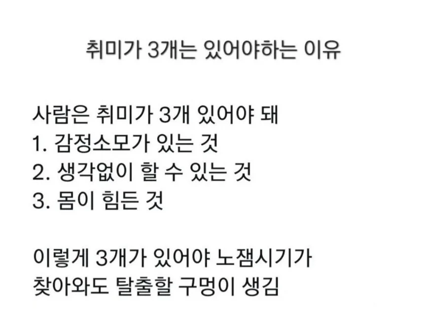 사람이 취미가 3개는 있어야 하는 이유.jyp_1.webp