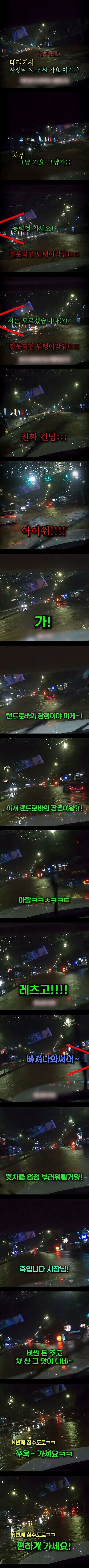 침수된 도로로 가라고 대리기사에게 강요하는 차주_1.jpg