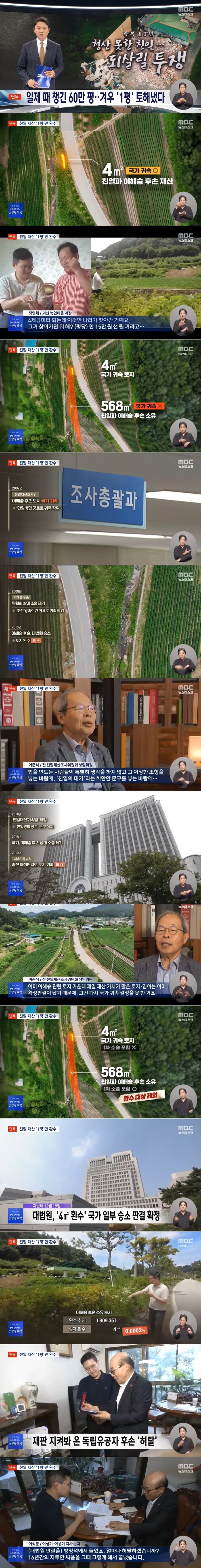 친일파 재산 60만 평 환수 소송에 되찾은 건 겨우