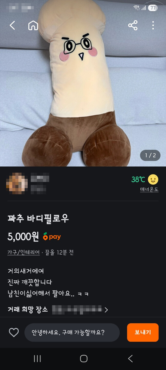 남친이 싫어하는 인형이라고 판다는 당근녀. 남친 쪼잔하네..._1.jpg