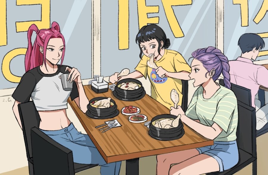 케이팝) 삼계탕 흡입하는 헌트릭스_1.jpg