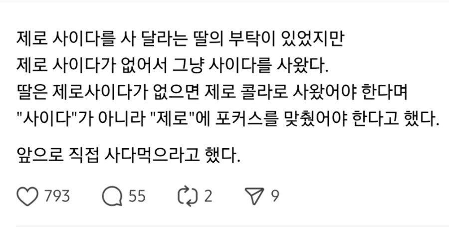 딸이 제로 사이다 사다달라고 부탁함.JPG_1.png
