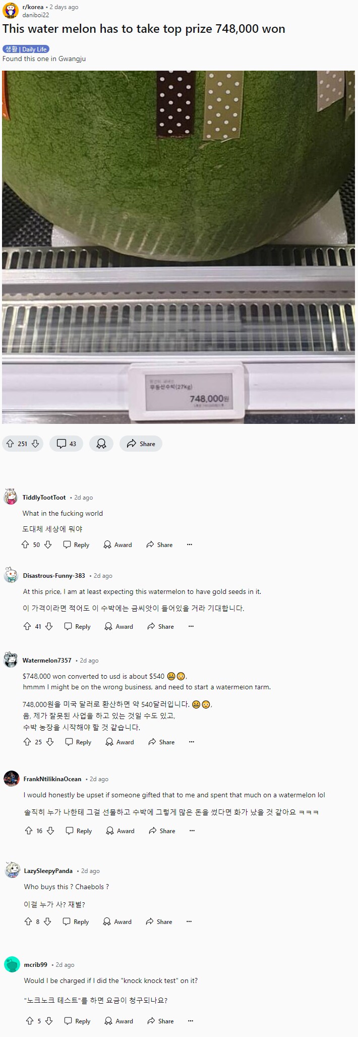 한국 과일 가격에 깜짝 놀란 외국인들_1.png