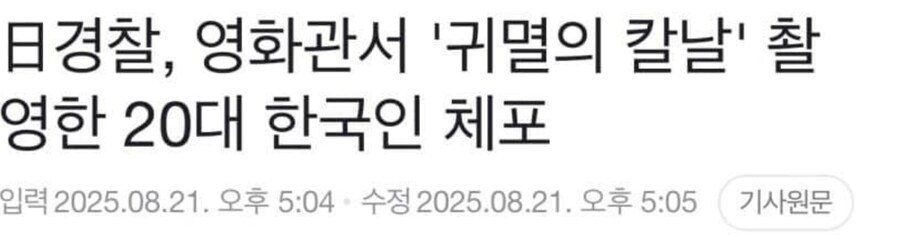 일본 극장에서 귀멸의 칼날 보다 체포된 한국인.jpg_1.png