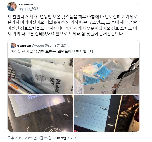 친언니가 1년동안 모은 굿즈 900만원어치 난도질함.JPG_1.png