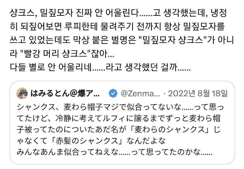 원피스 샹크스의 밀짚모자 관련 웃긴거_3.jpg