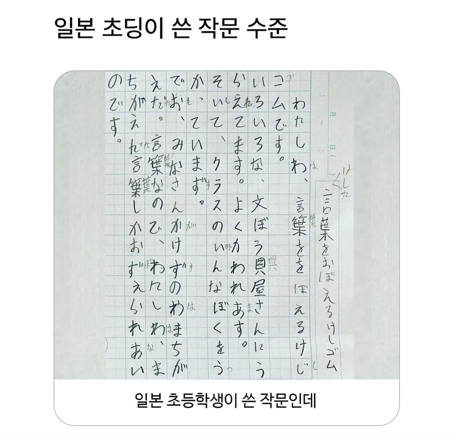 일본 초딩이 쓴 작문 수준_1.webp
