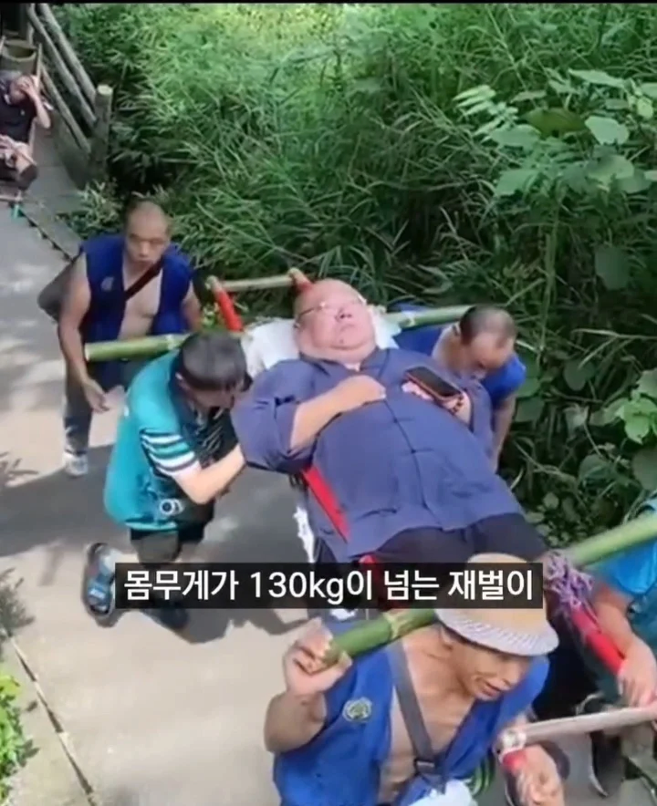 10시간동안 가마타고 등산한 중국인_1.webp