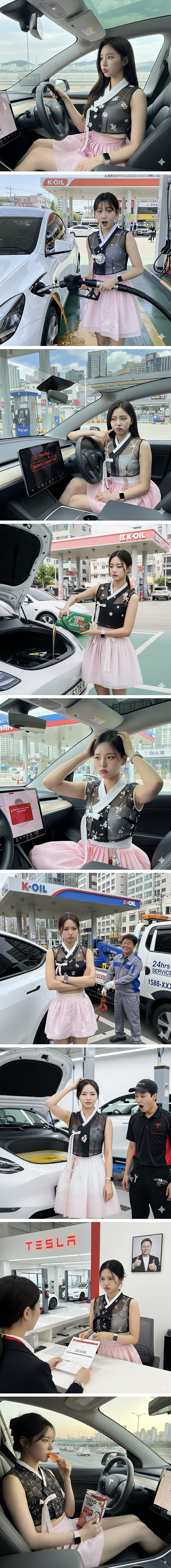 Ai야, 테슬라 충전(?)하는 한국 여성 그려줘...jpg_1.jpg