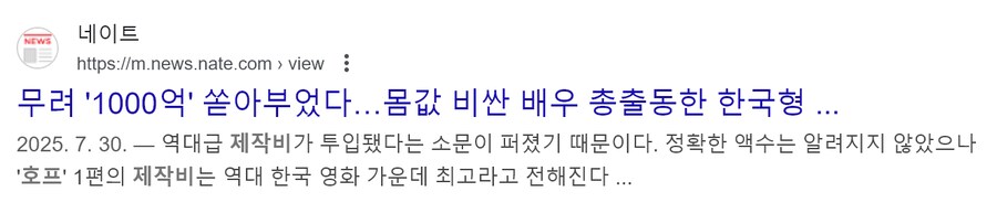 한국 역대급 제작비 영화 나홍진의