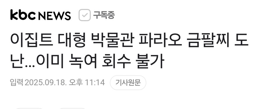 이집트 대형 박물관 파라오 금팔찌 도난…이미 녹여 회수 불가_1.jpg