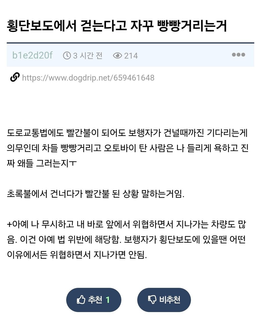 횡단보도 건너다가 자동차한테 경적 들어서 화난 사람.jpg_1.jpg