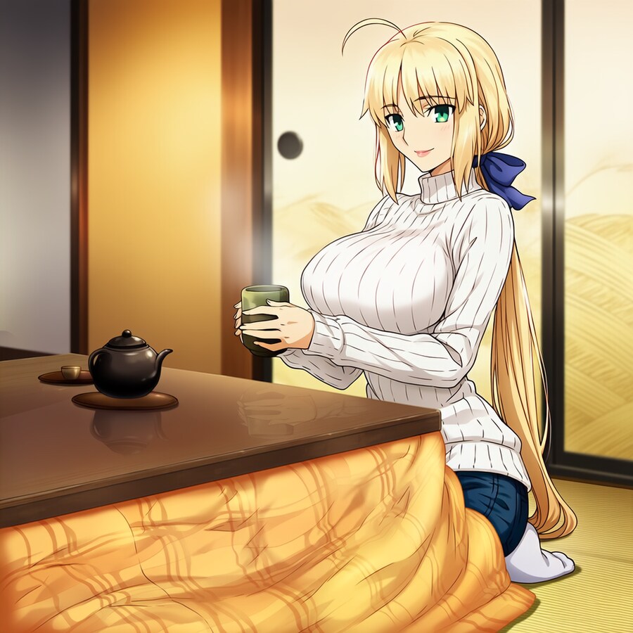 AI) 에미야 시로의 집에서 차를 마시는 페스나의 어른 아르토리아_1.png