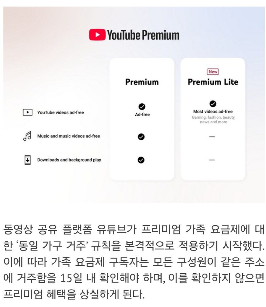 우회 결제에 이어 가족 실거주 여부도 단독하겠다는 유튜브_2.jpg