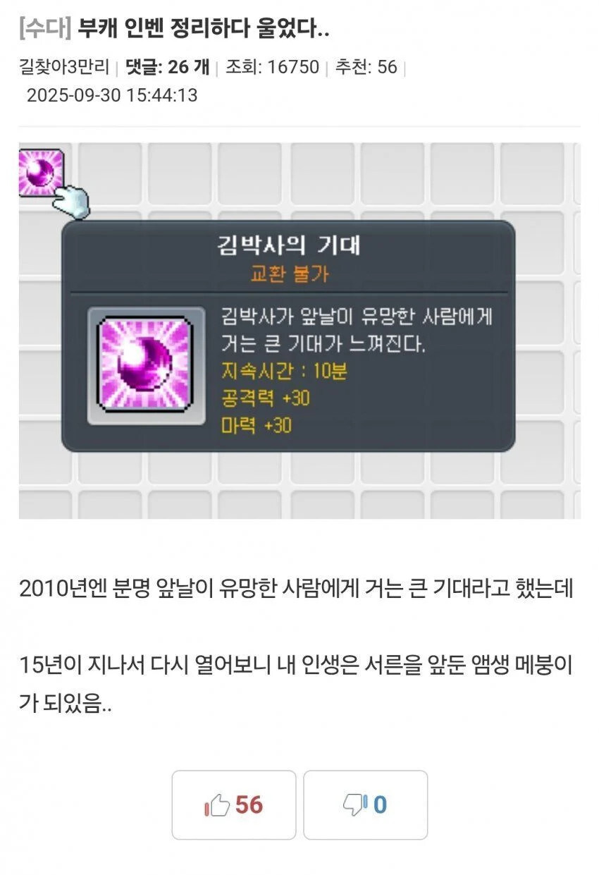 템정리하다 울컥한 메이플 유저_1.jpg