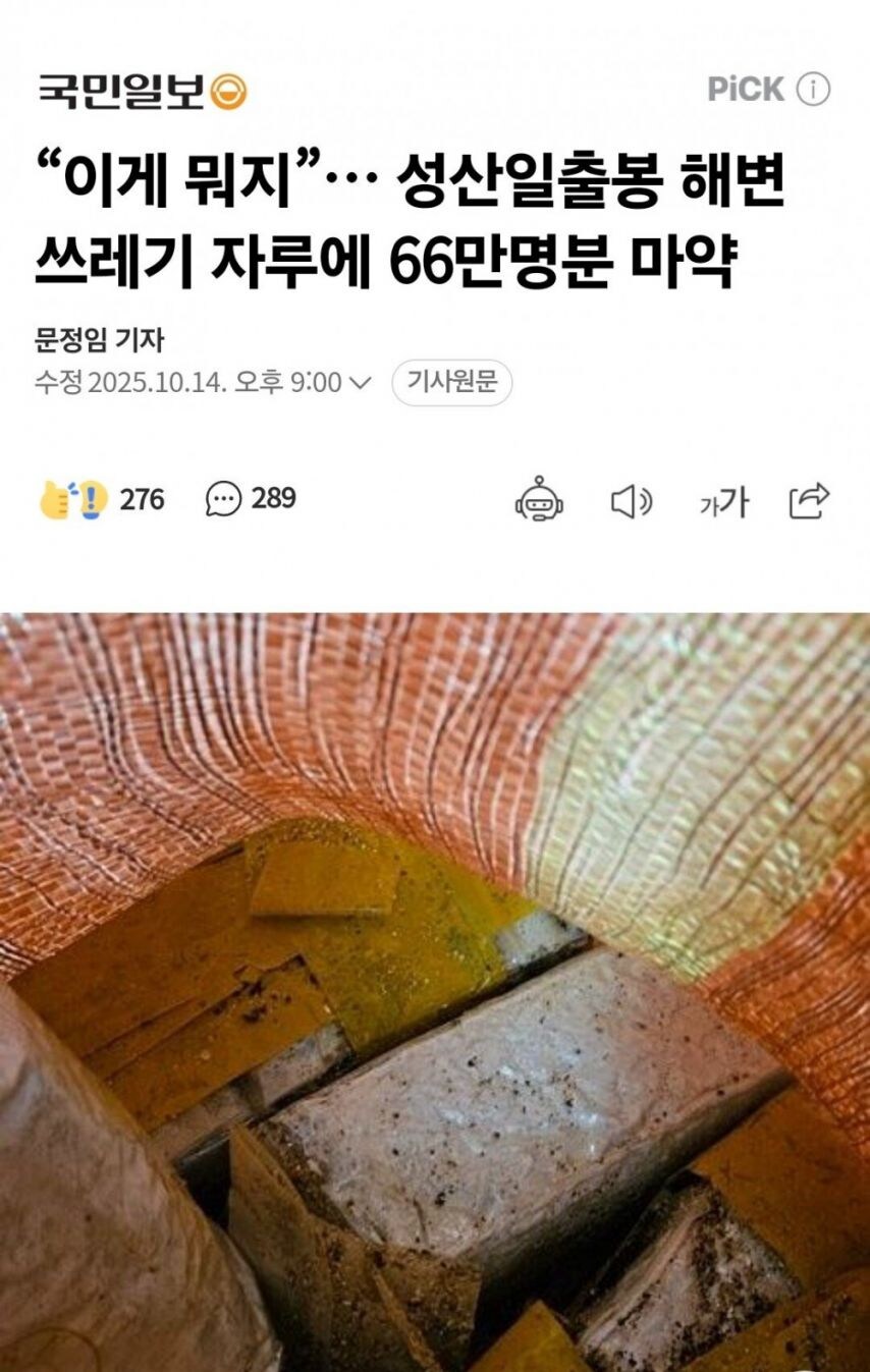 제주도 성산일출봉 해변에서 66만명분 ㅁㅇ 발견_1.jpg