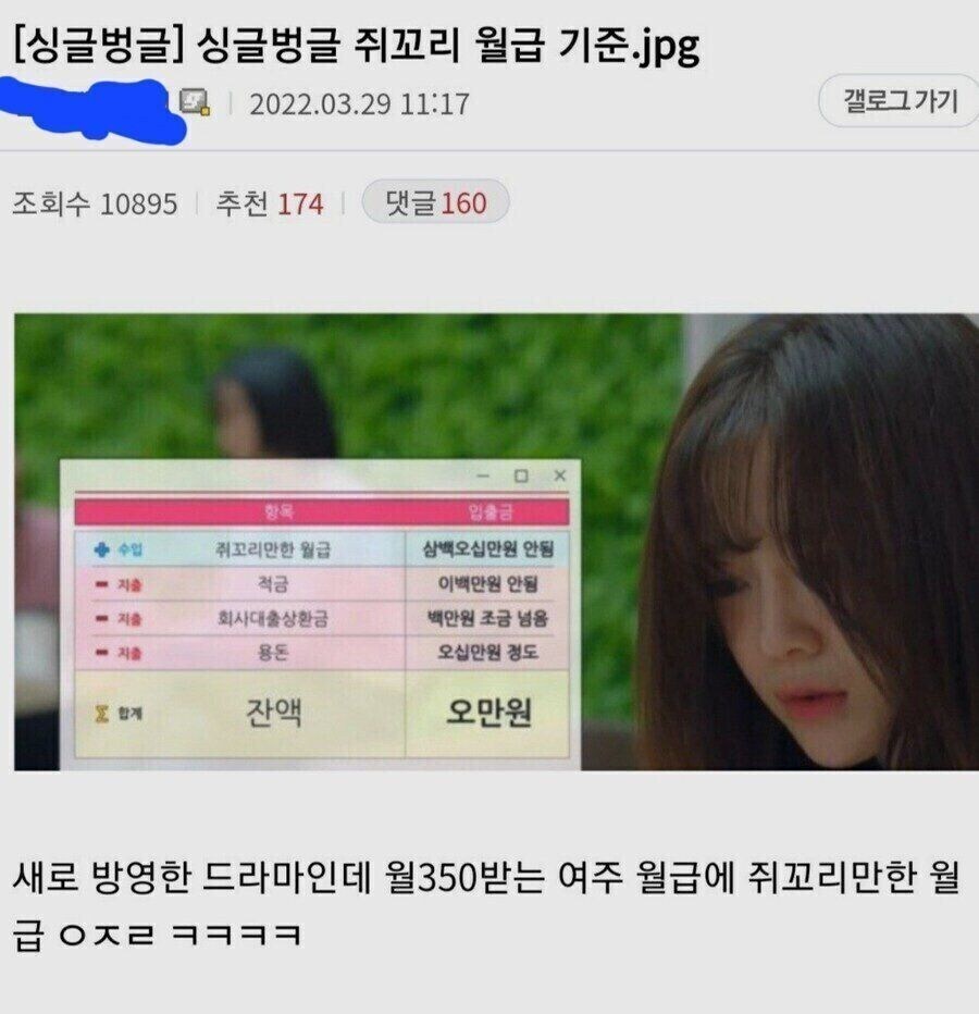 월 350 받아도 남는게 없다는 드라마 여주 설정.jpg_1.jpg