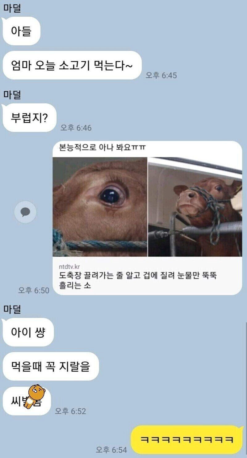 소고기 먹는다고 아들한테 자랑하는 엄마_1.jpg