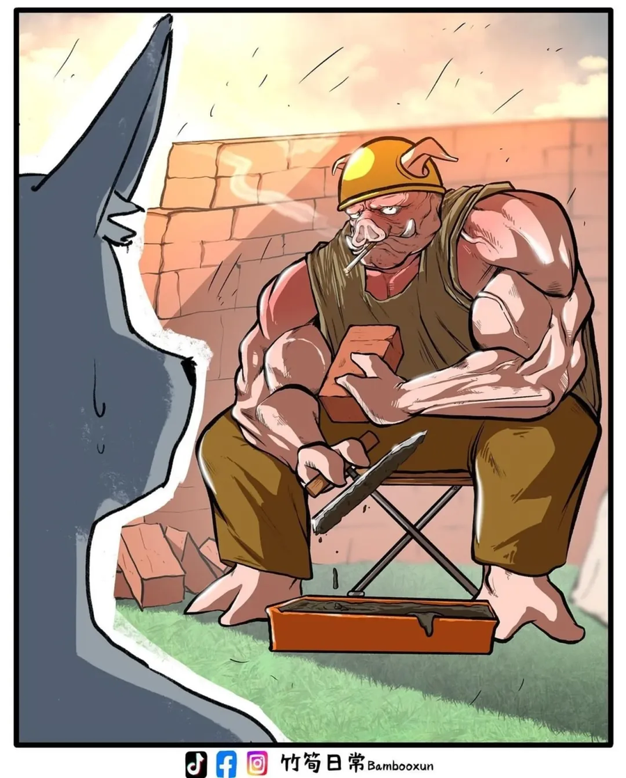 늑대는 돼지들의 집을 부수기 시작했어요_6.webp