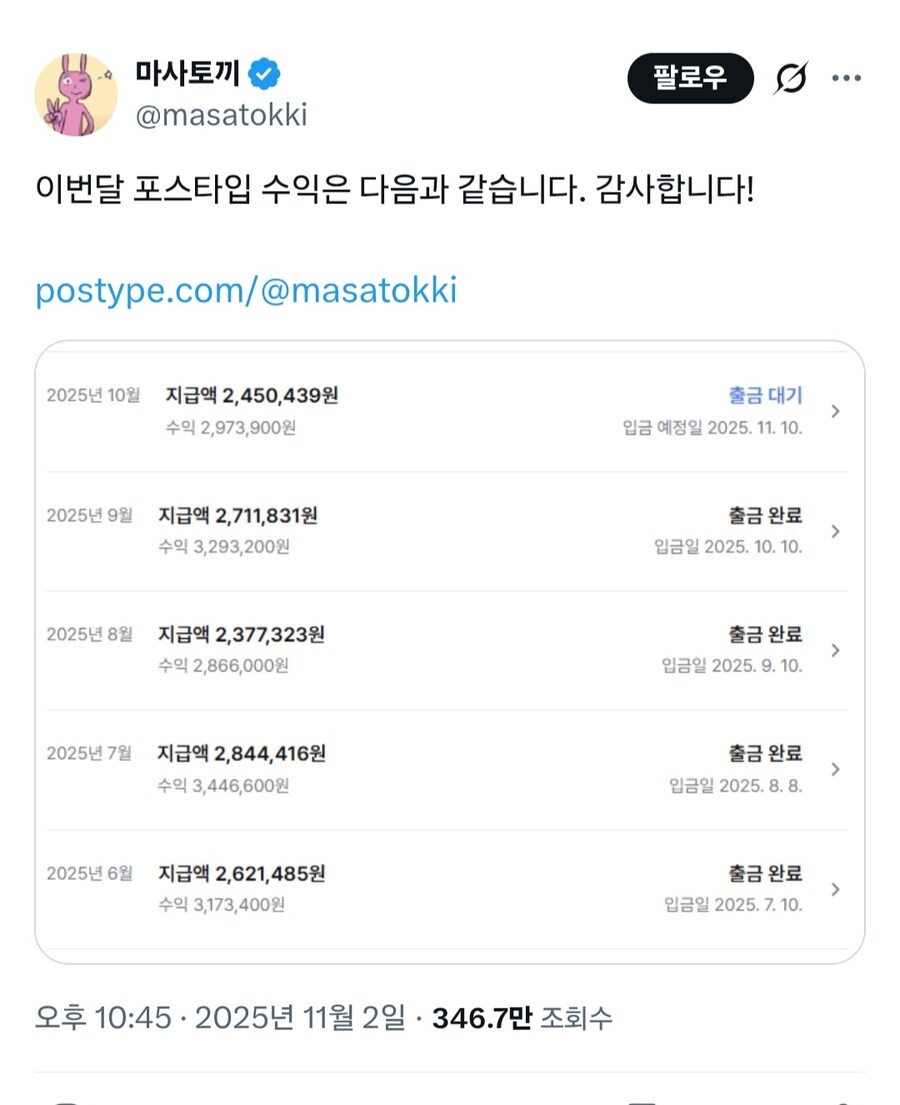 마사토끼) 연재 중인 작품 없어서 벌이가 어떤가 싶었는데_1.jpg