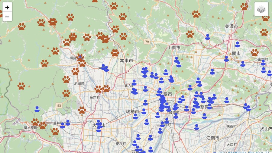 일본 기후시의 곰과 괴한이 발견된 맵 정보가 화제_1.png