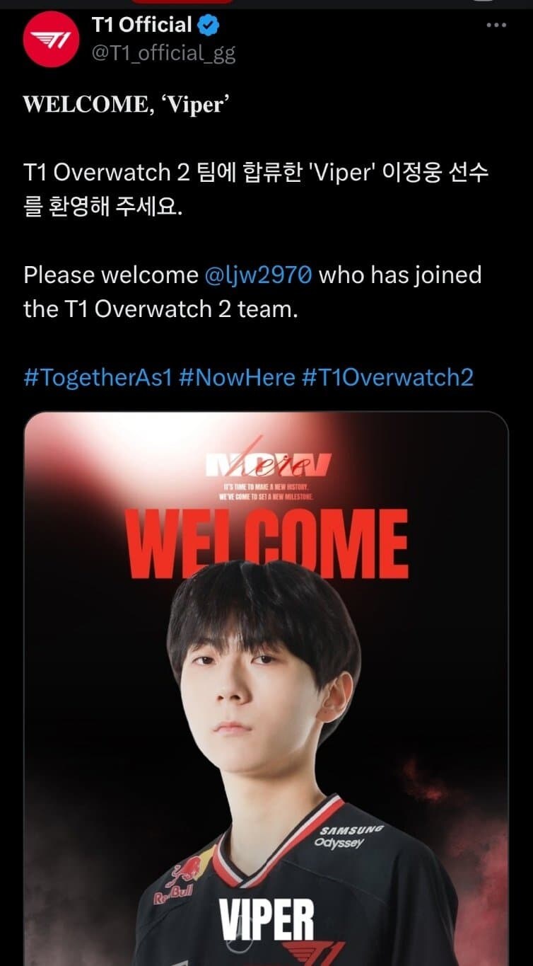 오피셜) T1, 바이퍼 영입...jpg_1.jpg