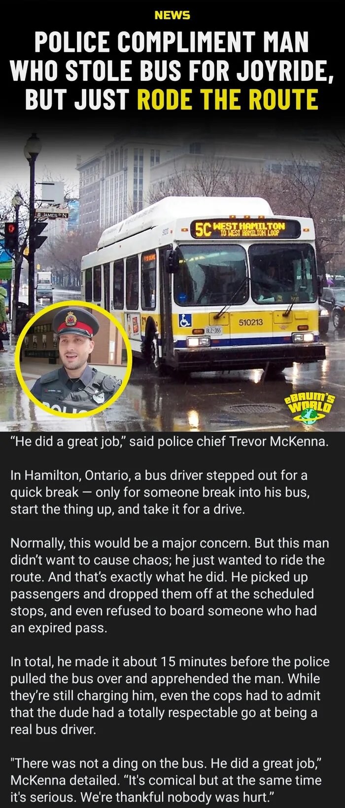 정차중인 버스탈취해서 운전한 범인을 칭찬한 경찰_1.jpg