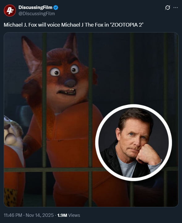 주토피아2에서 마이클 폭스 성우 결정 됨_1.jpg