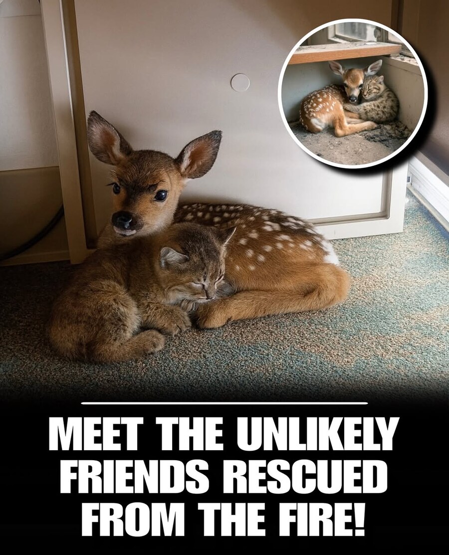 화재에서 구조된 새끼 사슴과 고양이..._1.jpg