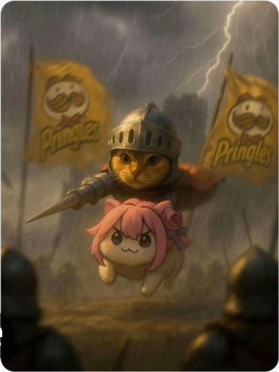 도로롱에 탄 프린글스 왕국의 고양이 기사.jpg_1.webp